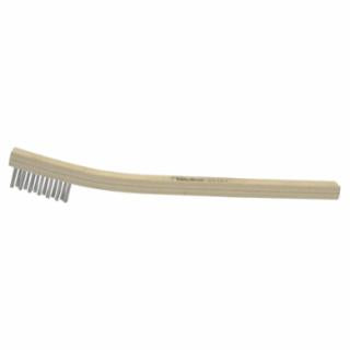 Weiler Small Hand Scratch Brush, 7-1/2 in, 3 X 7 Rows, Stainless Steel Wire, Curved Wood Handle 804-44167