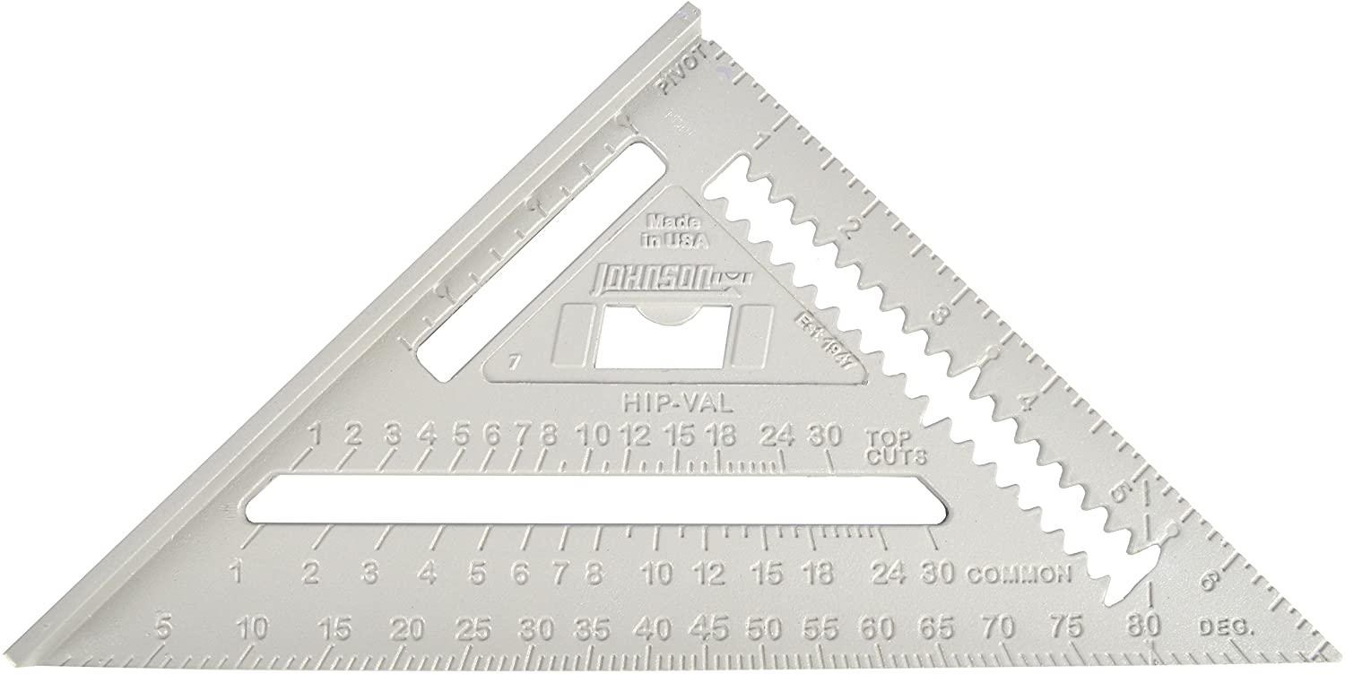 Johnson Level & Tool RAS-1B Johnny Square Professional Aluminum Rafter Square, 7", Silver