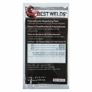 Best Welds Plastic Magnifier Plate, 2 in x 4.25 in, 2.5 Diopter, Polycarbonate, Clear (901-932-146-250)