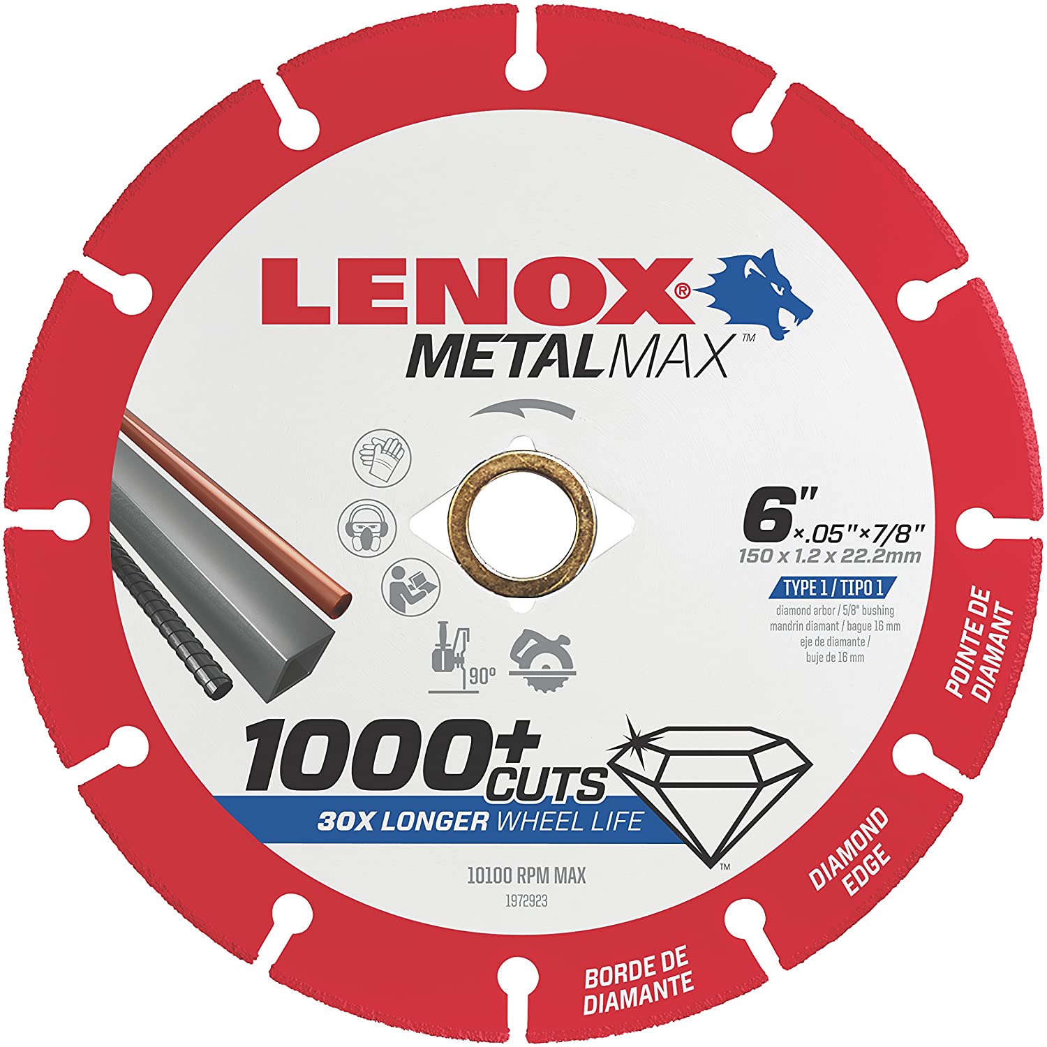 Lenox Tools 1972923 METALMAX Diamond Edge Cutoff Wheel, 6" x 7/8"