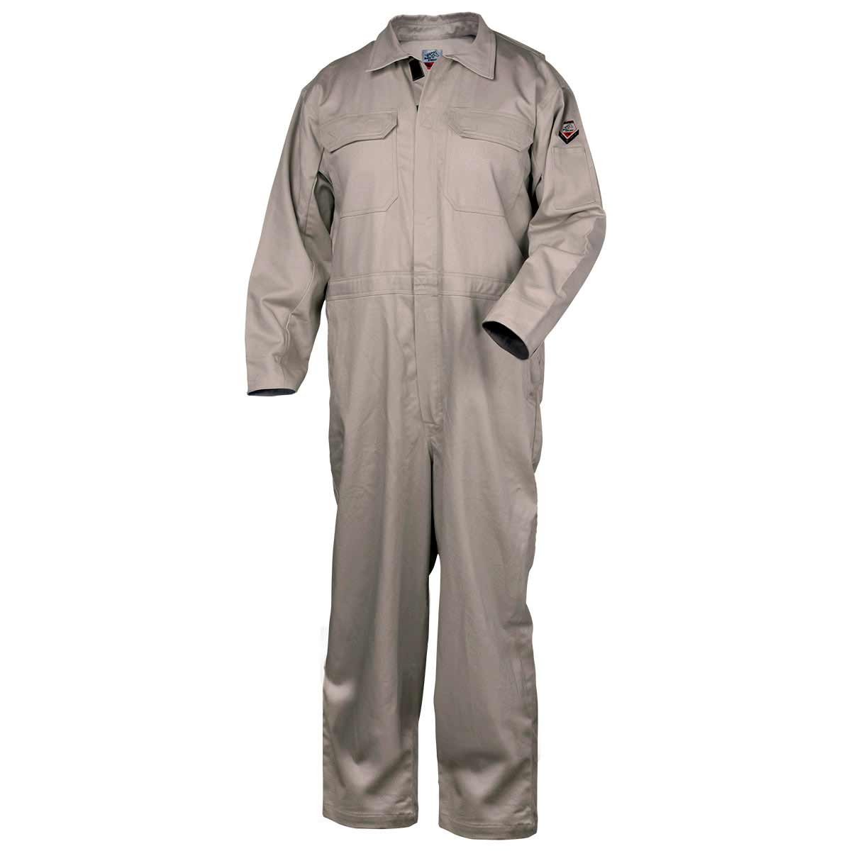 Black Stallion CF2215-ST-LRG 9 oz. Flame-Resistant Cotton Coveralls, Stone, Size Large