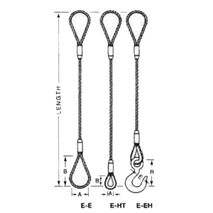 Wire Rope 3/8″ X 10′ Wire Rope Sling w/Standard Eyes