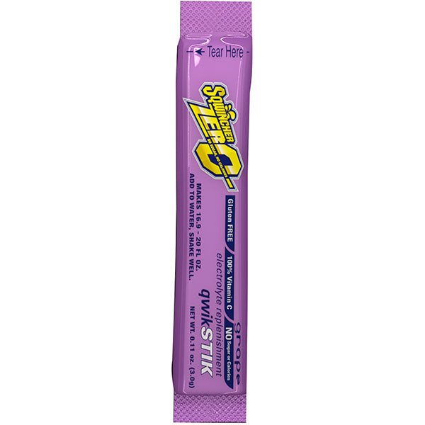 Sqwincher Qwik Stik Zero Single Serve, 0.11 oz Packs, 20 oz Yield, Grape, 50/Bag, EA060107SQ