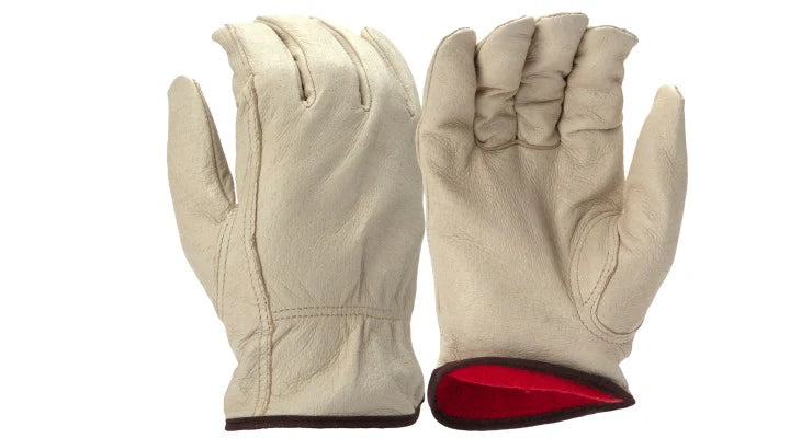 PYR-GL4003K Pigskin Fleece Lined Leather Driver Gloves w/Keystone Thumb (Large) (per doz)