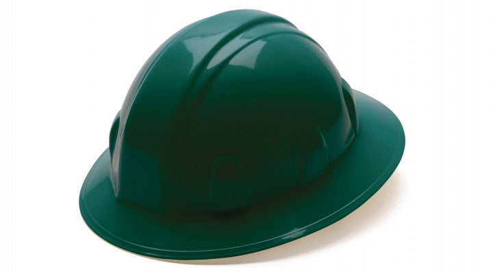 Pyramex Green Full Brim 6PT Ratchet Hard Hat HP26135