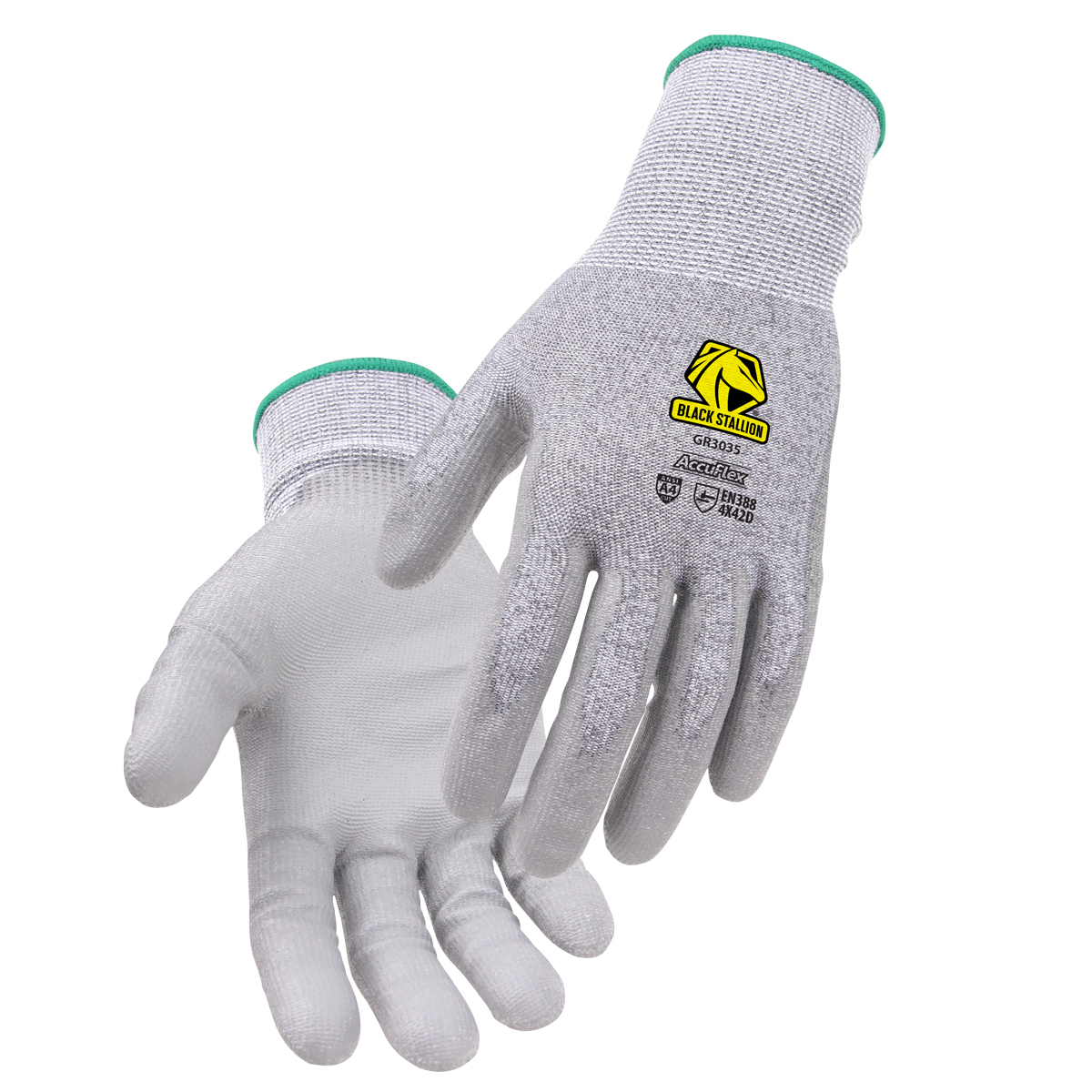 Black Stallion AccuFlex A4 Cut-Resistant PU-Coated Knit Glove -GR3035-GY-XLG