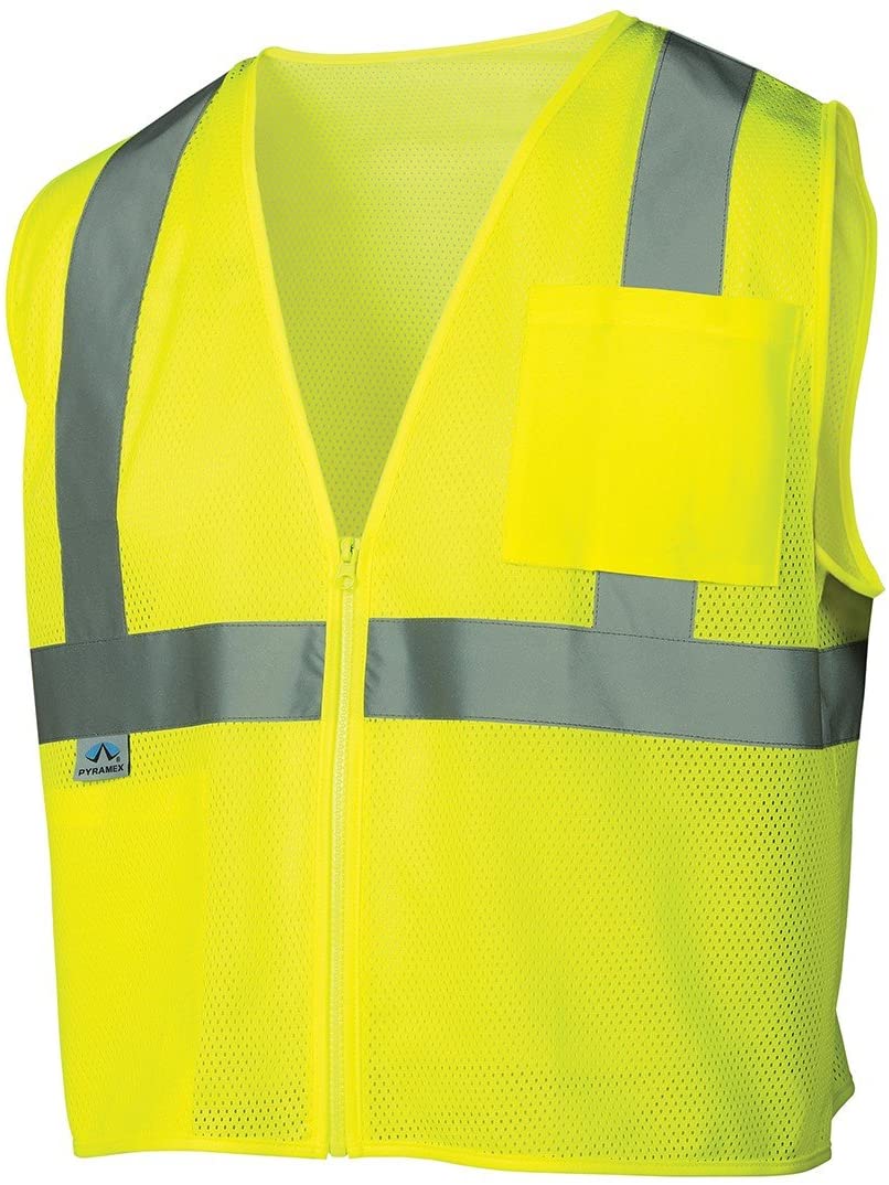 Pyramex Lime Green, Class 2, Level 2 Safety Vest Mesh, Zip - X3 RVZ2110X3