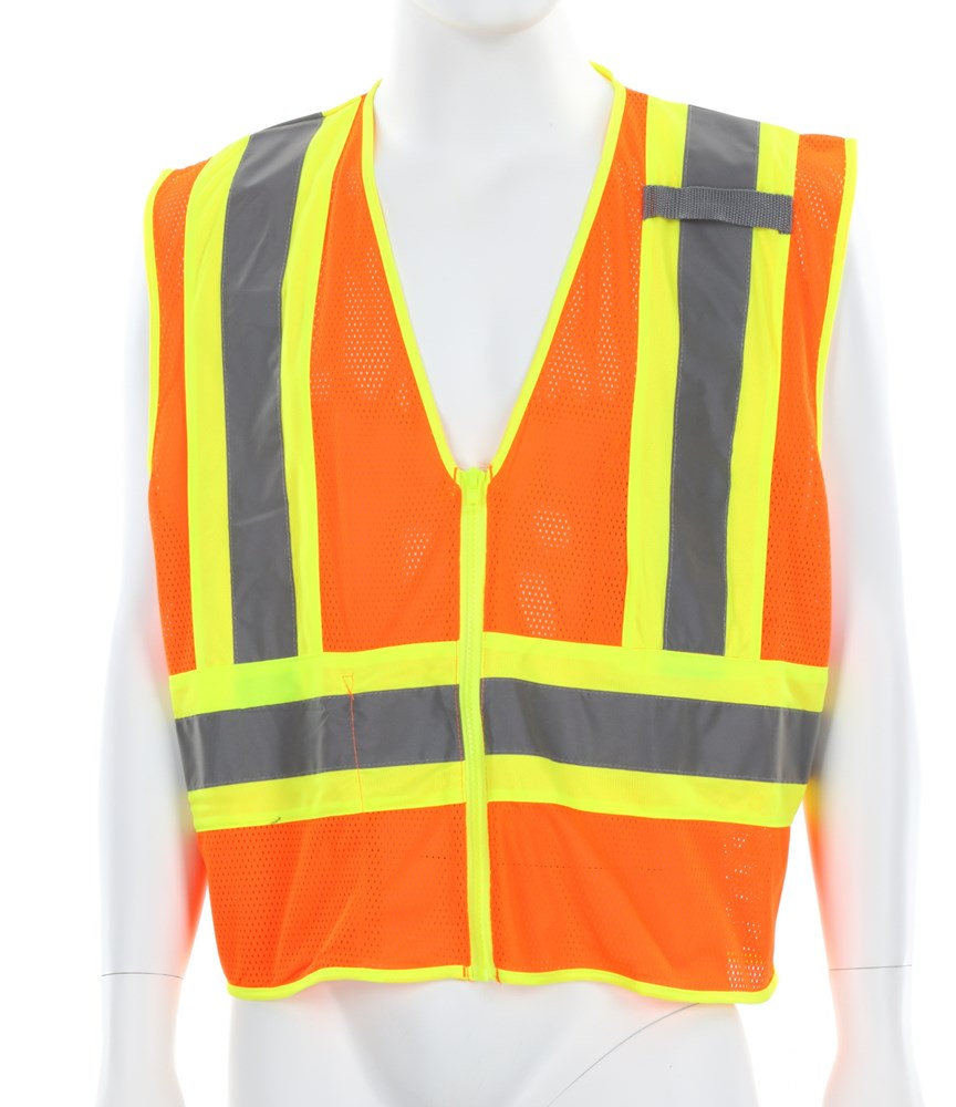 MCR Safety WCCL20FR Hi-Vis Reflective Orange Safety Vest, 4.5 Inch Lime Silver Stripes, 4XL (WCCL2OFRX4)