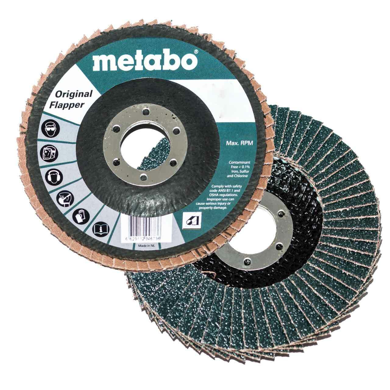 Metabo 4 1/2" Original Flapper, 40 Grit, 7/8" Arbor, Type 29, Fiberglass (629405000)