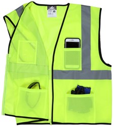 MCR Safety VCL2MLZX3 Luminator™ VCL2MLZ Economy Grade Safety Vest, 3XL, Hi-Viz Fluorescent Lime, Polyester Mesh, Zipper Closure, 3 Pockets, ANSI Class: Class 2, ANSI/ISEA 107-2015 Type R