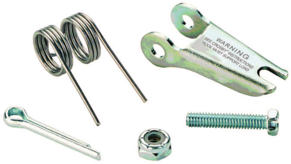 Crosby S4320 7.5TC-11TA Spring Latch Kit, K Frame, Spring, 3 1/2 in Latch Lg, Pin, 1/4 in Latch Eye Dia, 1 1/4 in Wd Between Eyes (1096609)