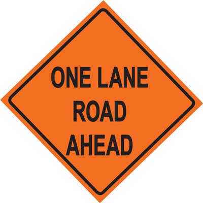 Dicke Safety Products RUNR36-200 36" Non Reflective Vinyl Sign - "One Lane Road Ahead"